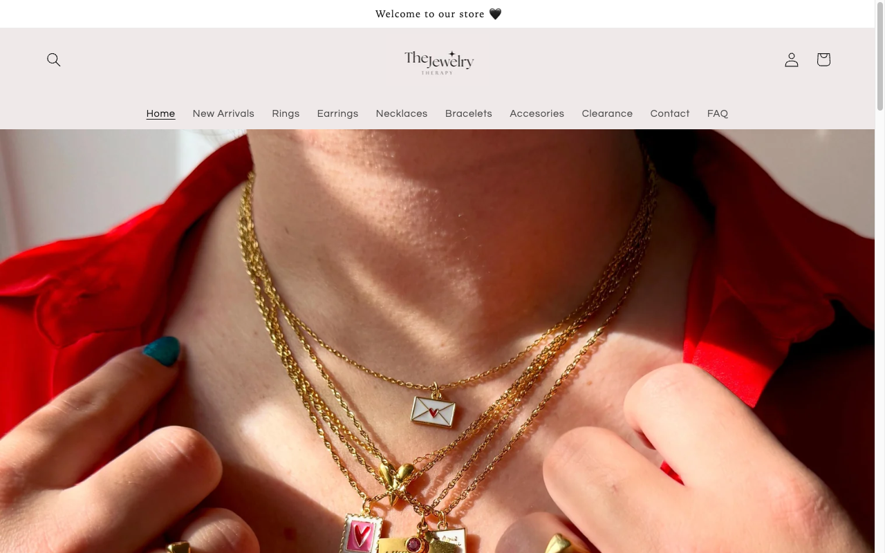 Versión de escritorio de la tienda Shopify de The Jewelery Therapy